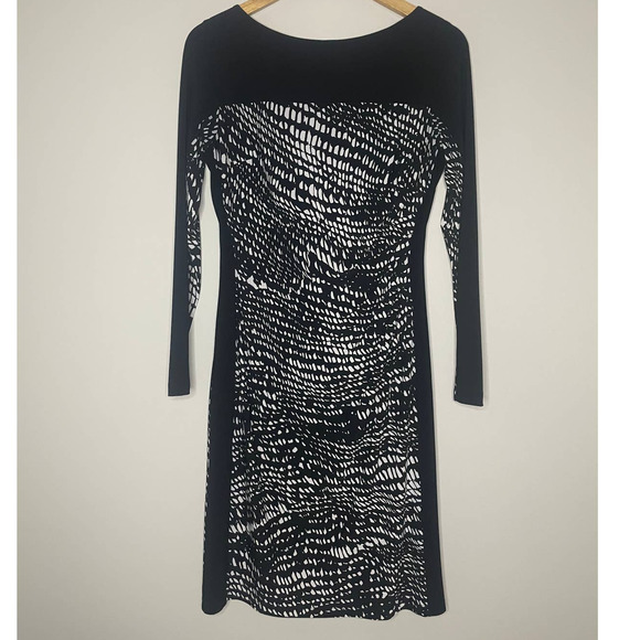 Lauren Ralph Lauren Womens Classic Colorblock Long Sleeve Dress Ruching - Picture 2 of 10